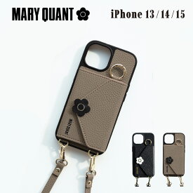MARY QUANT POCKET SLING CASE マリークヮント iPhone15 iPhone14 iPhone13 スマホケース スマホショルダー 携帯 アイフォン レディース ブラック ブラウン 黒