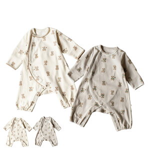 mocmof テディベア柄 かんたんロンパース モクモフ ロンパース ベビー服 ベビー キッズ 男の子 女の子 60-80cm対応 赤ちゃん アニマル ホワイト グレー 白 622-474201
