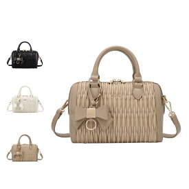 【最大1000円OFFクーポン発行中】 dazzlin リボンチャーム付 ギャザーシャーリング ダズリン バッグ ボストンバッグ ショルダー レディース 斜めがけ 大人 軽量 ブラック アイボリー ベージュ 黒 DAZ60230B