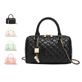 【最大1000円OFFクーポン発行中】 dazzlin キルティング リボンチャーム付 ダズリン バッグ ボストンバッグ ショルダー レディース 斜めがけ 大人 軽量 ブラック アイボリー グリーン ピンク 黒 DAZ60280B