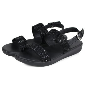 【最大1000円OFFクーポン配布中】 FitFlop BARRA CRYSTALLED フィットフロップ サンダル ストラップサンダル バーラ レディース ブラック シルバー 黒 Q94