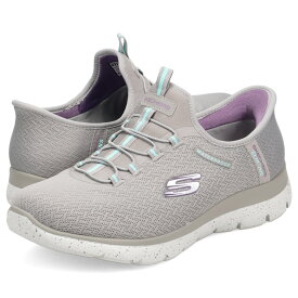 【最大1000円OFFクーポン発行中】 SKECHERS SLIP-INS SUMMITS BEST CHOICE スケッチャーズ スリップインズ サミッツ ベスト チョイス スニーカー レディース 防水 グレー 150199W-GYAQ
