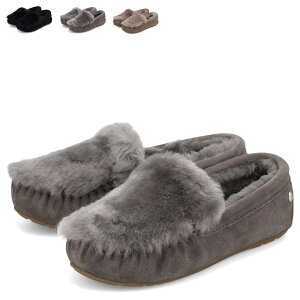 emu CAIRNS REVERSE FUR エミュー モカシン スリッポン レディース シープスキン ブラック グレー ブラウン 黒 W11705