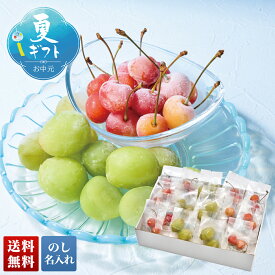 お中元 御中元 夏ギフト ギフト プレゼント 暑中見舞い 2026 送料無料 山形県産 冷凍さくらんぼ（佐藤錦）＆冷凍シャインマスカット 「A15-9C」 のし 名入れ フルーツ 冷凍フルーツ 山形県産 さくらんぼ 佐藤錦 シャインマスカット