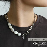 ネックレス 淡水パール バロックパール ハンドメイド レディース ステンレス チェーン 日本製 アクセサリ…
