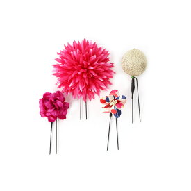 ＼売り切りSALE!!シーズンOFF!!／浴衣 アクセサリー ヘアアクセサリー 髪飾り 日本製 4本セット かんざし 花 結婚式 着物 成人式 七五三 前撮り 卒業式 和装 花嫁 ヘアピン 白 コサージュ