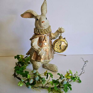 ワンダーランド ラビットクロック 不思議の国 アリス Alice ウサギ 縁起物 かわいい キュート オシャレ スタイリッシュ プレゼント ギフト オブジェ 置き時計 クロック 母の日 送料無料 当店