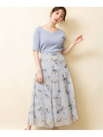 【SALE／60%OFF】ぼかし花柄シャイニースカート Noela ノエラ スカート ロング・マキシスカート ブルー ピンク ベージュ【RBA_E】【送料無料】[Rakuten Fashion]