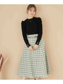 【SALE／70%OFF】配色ベルトツイードスカート Noela ノエラ スカート ロング・マキシスカート ピンク ブラック ホワイト【RBA_E】【送料無料】[Rakuten Fashion]