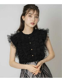 【SALE／70%OFF】チュールフリルニット Noela ノエラ トップス ニット ブラウン ブラック ホワイト【RBA_E】[Rakuten Fashion]