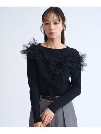 【SALE／30%OFF】チュールフリルドッキングニット Noela ノエラ トップス ニット ブラック ホワイト【RBA_E】【送料無料】[Rakuten Fashion]