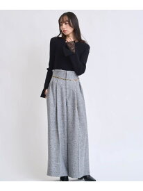 【SALE／50%OFF】チェーンベルト付きワイドパンツ Noela ノエラ パンツ その他のパンツ ブラック ベージュ【RBA_E】【送料無料】[Rakuten Fashion]