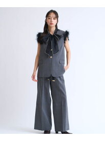 【SALE／40%OFF】サテンリボンチェックワイドパンツ Noela ノエラ パンツ スラックス・ドレスパンツ グレー【RBA_E】【送料無料】[Rakuten Fashion]