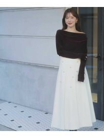 【SALE／50%OFF】ワイドタックビジュースカート Noela ノエラ スカート ロング・マキシスカート ホワイト グレー【RBA_E】【送料無料】[Rakuten Fashion]