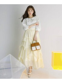 【SALE／40%OFF】ランダムタックシアースカート Noela ノエラ スカート ロング・マキシスカート ホワイト イエロー ベージュ【RBA_E】【送料無料】[Rakuten Fashion]