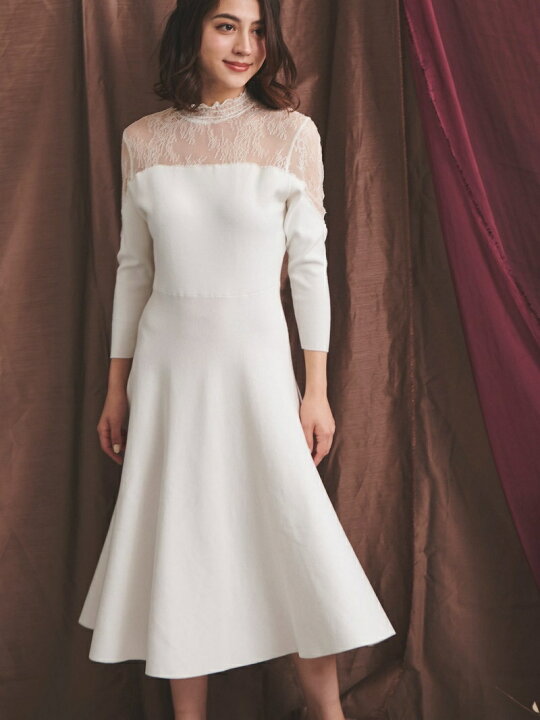 楽天市場】【SALE／70%OFF】シアーレース切替ニットワンピース Noela  