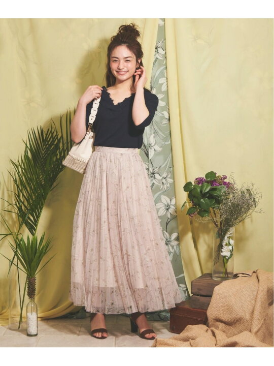 楽天市場】【SALE／70%OFF】ドットフラワーチュールマキシスカート  