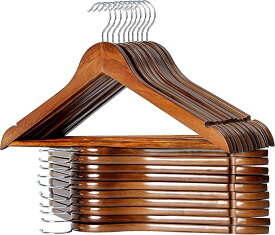 ハンガー 木製ハンガー スーツ ハンガー ハンガー セット ハンガー すべらない 360度回転 天然高級木 ハンガー(茶褐色 20本)