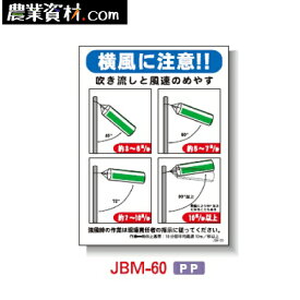 【企業限定】まんが標識(PP製) 450×600 JBM-60「横風に注意」工事看板