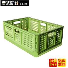 折りたたみコンテナ（薄緑）（10個セット）収納ボックス【安全興業】