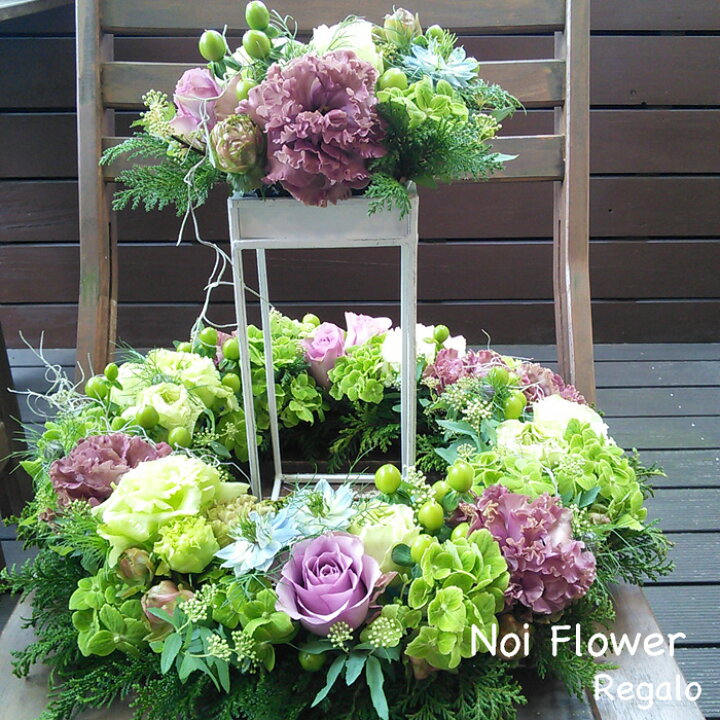 楽天市場 送料無料 Noi流スイートテーブル装花 リースとアレンジのセット ウェディング お祝い お誕生日 クリスマス 長寿のお祝い ノイフラワーレガーロ