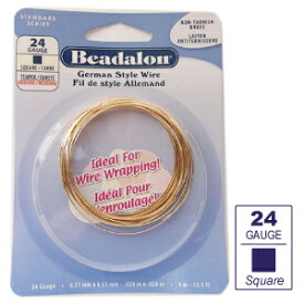 スクエアワイヤー 角線 ノンターニッシュブラス #24 長さ 4M Beadalon 180N-224 ワイヤークラフト ワイヤーアート 天然石 ワイヤーフレーミング ワイヤーラッピング ハンドメイド 手芸 衣装 ジュエリー ティアラ ブライダル レジン DIY 制作 材料