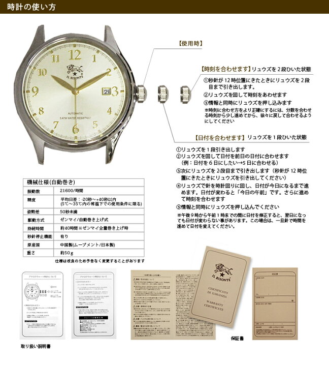 楽天市場】イルビゾンテ 腕時計 自動巻き式フェイス(メンズ)オリジナル 