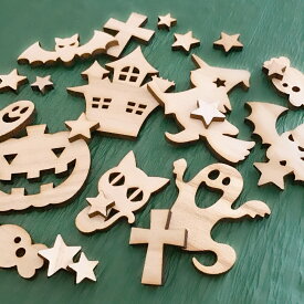 追加パーツ ハロウィン オーナメント 木製 JaM's クラフト 工作キット 手作りキット 飾り 工作 ワークショップ イベント おばけ コウモリ かぼちゃ ネコ お城
