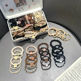 コーヒーカラーの高級感あるゴムバンド、シンプルなヘアゴム、人気の爆発的ヒット商品、高弾力で耐久性のある新作ヘアゴム、ヘアバンド