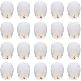 20枚セット スカイランタン 孔明灯 天灯 願いランタン 大空に舞い上がるスカイランタン お祭りで打ち上げられる熱気球 (白色（20枚）)