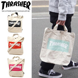 【THRASHER / スラッシャー】 2way Shoulder Bag (ショルダー トート バッグ)フェス スポーツ観戦 旅行サブバッグ ショルダートートバッグ