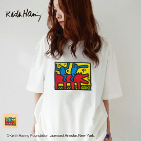 【マラソン期間限定500円OFFクーポン】キースへリング Keith Haring kh-kh2309 半袖 カジュアルシャツ Tシャツ ロゴTシャツ アート プリント ティーシャツ ホワイト ブラック ナチュラル ベージュ