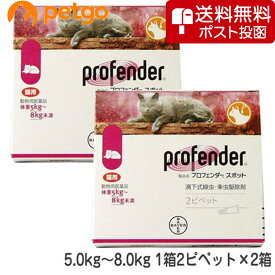 【ネコポス(同梱不可)】【2箱セット】プロフェンダースポット 猫用 5～8kg 2ピペット（動物用医薬品）