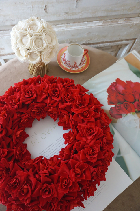 真っ赤なバラ『レッドローズリース Lサイズ』-約30cm- クリスマス