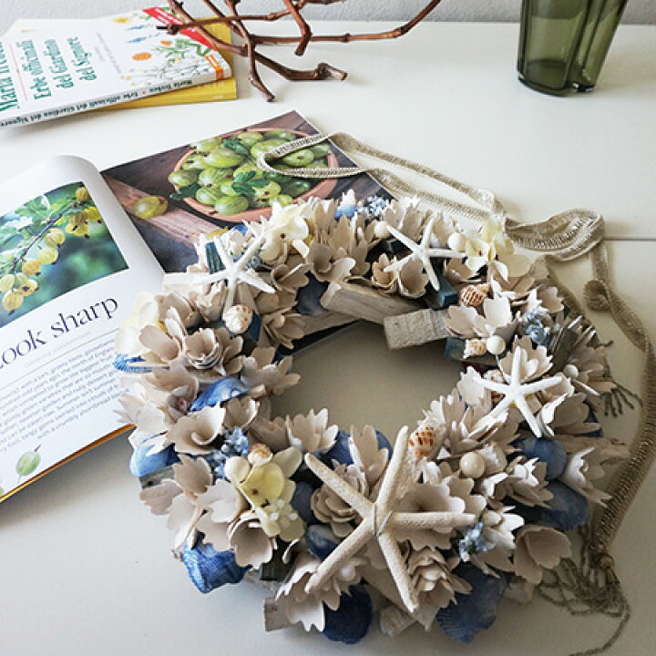 楽天市場】「シェルブルー リース」ナチュラル リース ドライフラワー  