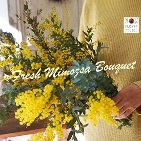 【P2倍】【予約販売】『フレッシュ ミモザとユーカリのブーケ』国際女性デー 花束 スワッグ 約40cm 生花 ミモザ 壁掛け 花 花束ギフト ミモザの日 国際女性デー ホワイトデー 誕生日 卒業祝い 結婚記念日 手作り ドライフラワー