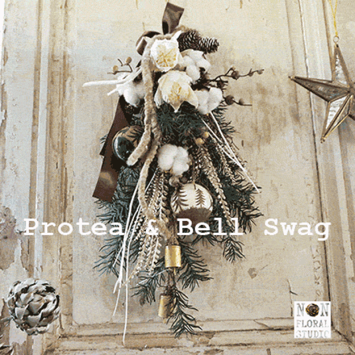 スワッグ風クリスマスフラワーリース2点 フラワーリース