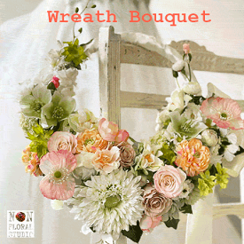 NEW☆ウェディングブーケ『Wreath Bouquet 』（ブトニア付) リースブーケ【プリザーブドフラワー】結婚式 ブライダル セミオーダー バラ アートフラワー デザイナーズ ブーケ ドレス オリジナル
