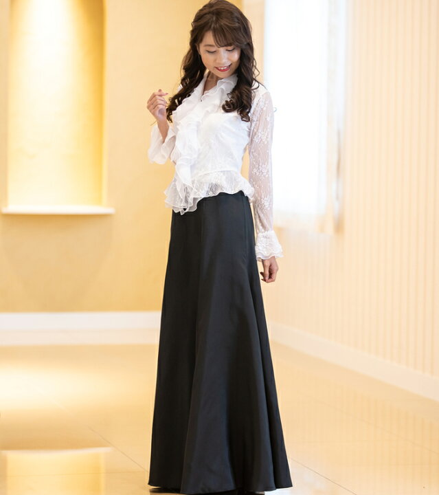 楽天市場 演奏会 コーラス 衣装 白 黒 ストレッチ レース フリル ブラウス 合唱 第九 オーケストラ ピアノ 発表会 大人 フォーマル ミセス ダンス衣装 演奏会用ブラウス 舞台衣装 ステージ衣装 演奏会用ドレス 長袖 シフォン 声楽 指揮 大きいサイズ Bl651 演奏会