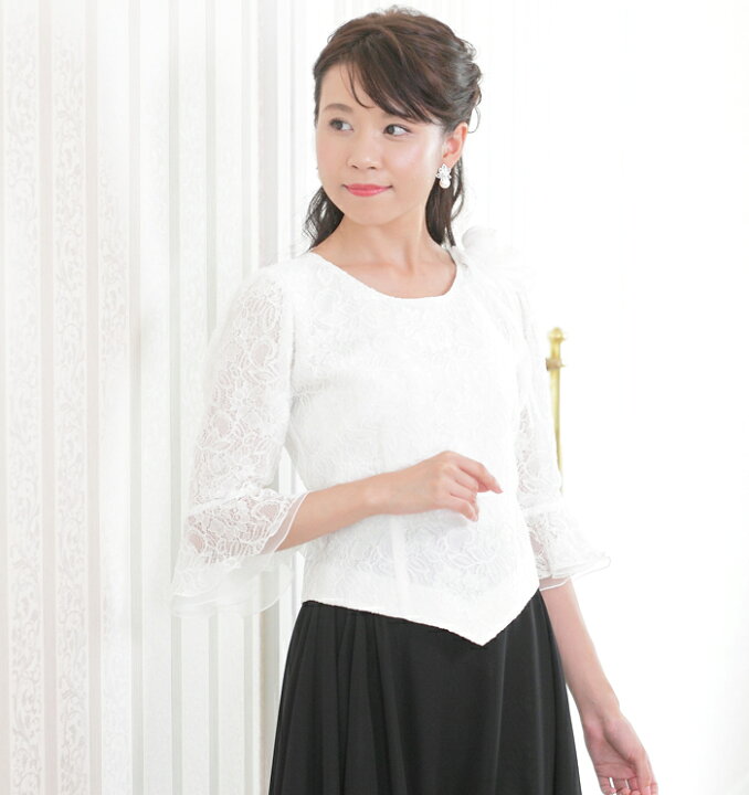 楽天市場 ステージ 衣装 レディース 演奏会用ブラウス コーラス 衣装 演奏会 レース地 5分袖のブラウス オーケストラ 合唱 黒 白 発表会 ステージ 衣装 カラオケ衣装 指揮 フォーマル ミセス 結婚式 母親 ファッション 大きいサイズ 大人 Bl773 演奏会衣装製作 ノン