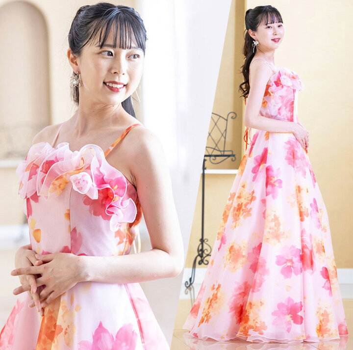 楽天市場】【2着限定】【日本製】花柄 フリルドレス カラードレス 演奏 