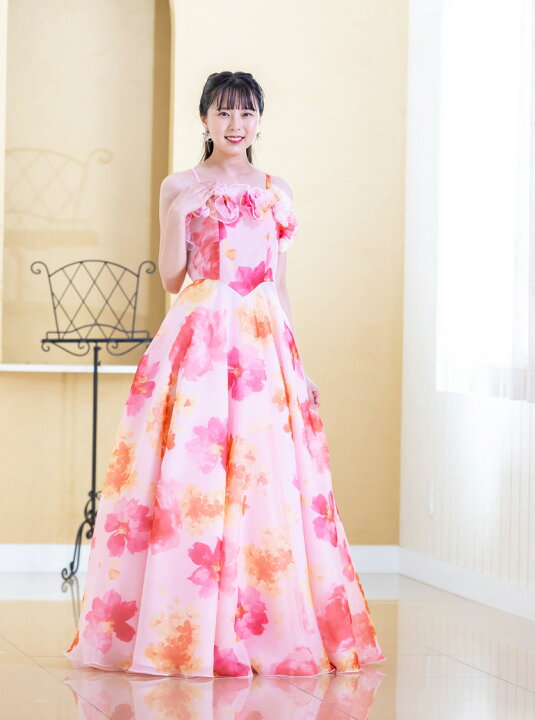 楽天市場】【2着限定】【日本製】花柄 フリルドレス カラードレス 演奏 