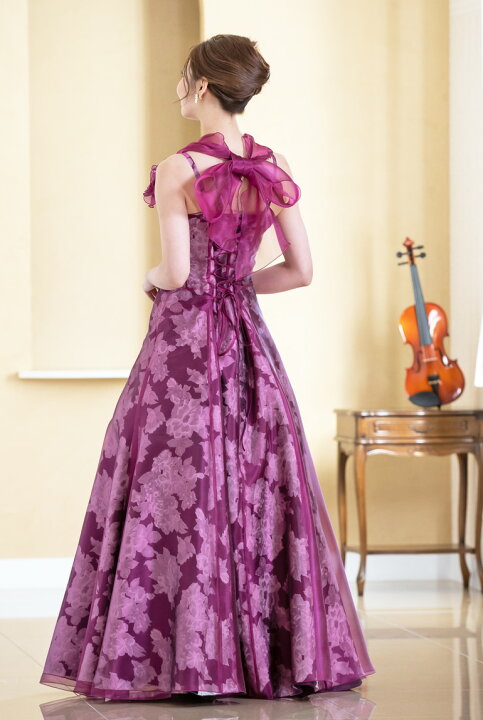 楽天市場】演奏会 ロングドレス 花柄 演奏会用ドレス ホルターネック  