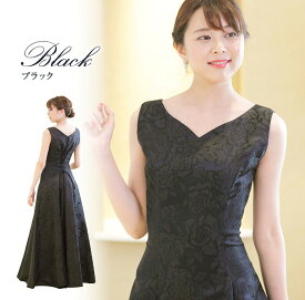 演奏会 ロングドレス 薔薇柄ジャガードのノースリーブ ドレス 演奏会用ドレス 演奏会用ロングドレス 黒 コーラス 衣装 ピアノ 発表会 大人 フォーマル 中学生 高校生 声楽 パーティー ピンク コンクールドレス ステージ 大きいサイズ(op3599)
