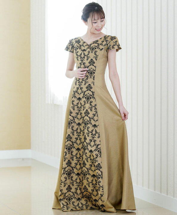 楽天市場 日本製 演奏会 袖あり 袖付き アラベスク柄 2way シャンタン ドレス 演奏会用ロングドレス ロングドレス 演奏会用ドレス コーラス 衣装 ピアノ コンクール 発表会 大人 ステージ衣装 大きいサイズ 結婚式 母親 他と被らない Op3605 演奏会衣装製作 ノン