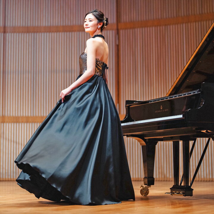 楽天市場】演奏会 ロングドレス 演奏会用ドレス ジャガード ブラック  