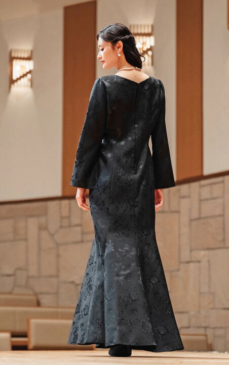 楽天市場】ロングドレス 母親 結婚式 花嫁 母 薔薇柄シャンタン  