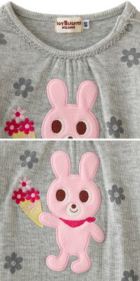 ホットビスケッツ(ミキハウス)接結天竺☆全身ワッペン付き長袖Tシャツ