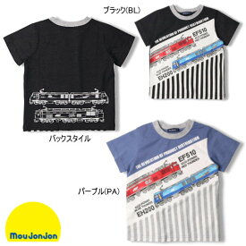 セール30％OFF ムージョンジョン moujonjon　JR貨物電車ストライプ切替半袖Tシャツ 男の子 【メール便限定送料無料】【メール便発送の都合上、送料別商品との同梱発送は出来ません（可能な場合に限りご対応致します）】 キッズ ベビー