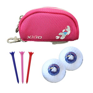 即日発送 ゴルフボールケース 3点セット【 ゼクシオ ボールポーチ & 名入れ ゴルフボール 片面 2個入り& カラフル ティー 3本入り】 女性 レディース ゴルフボールポーチ ゴルフグッズ ポ